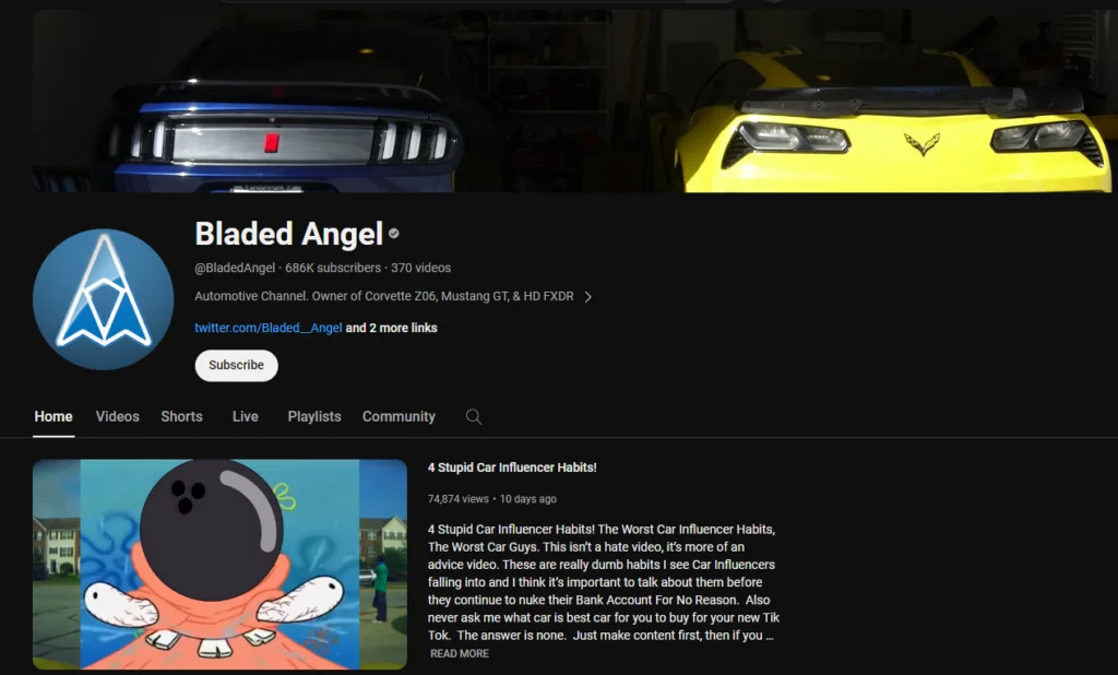 bladed angel youtube channel