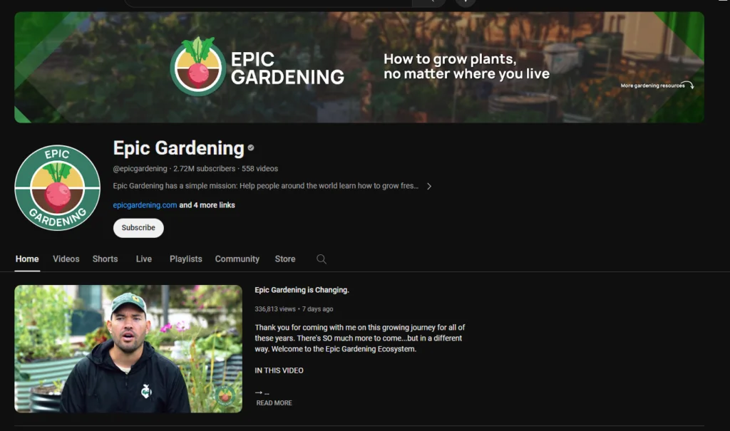 epic gardening youtube channel