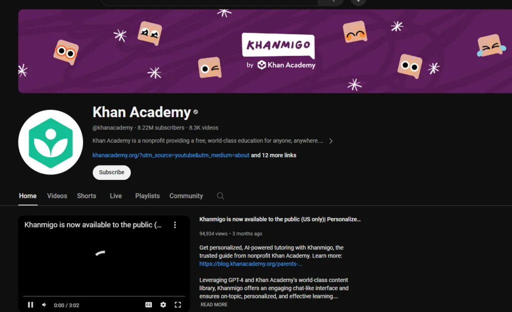 khanacademy youtube channel