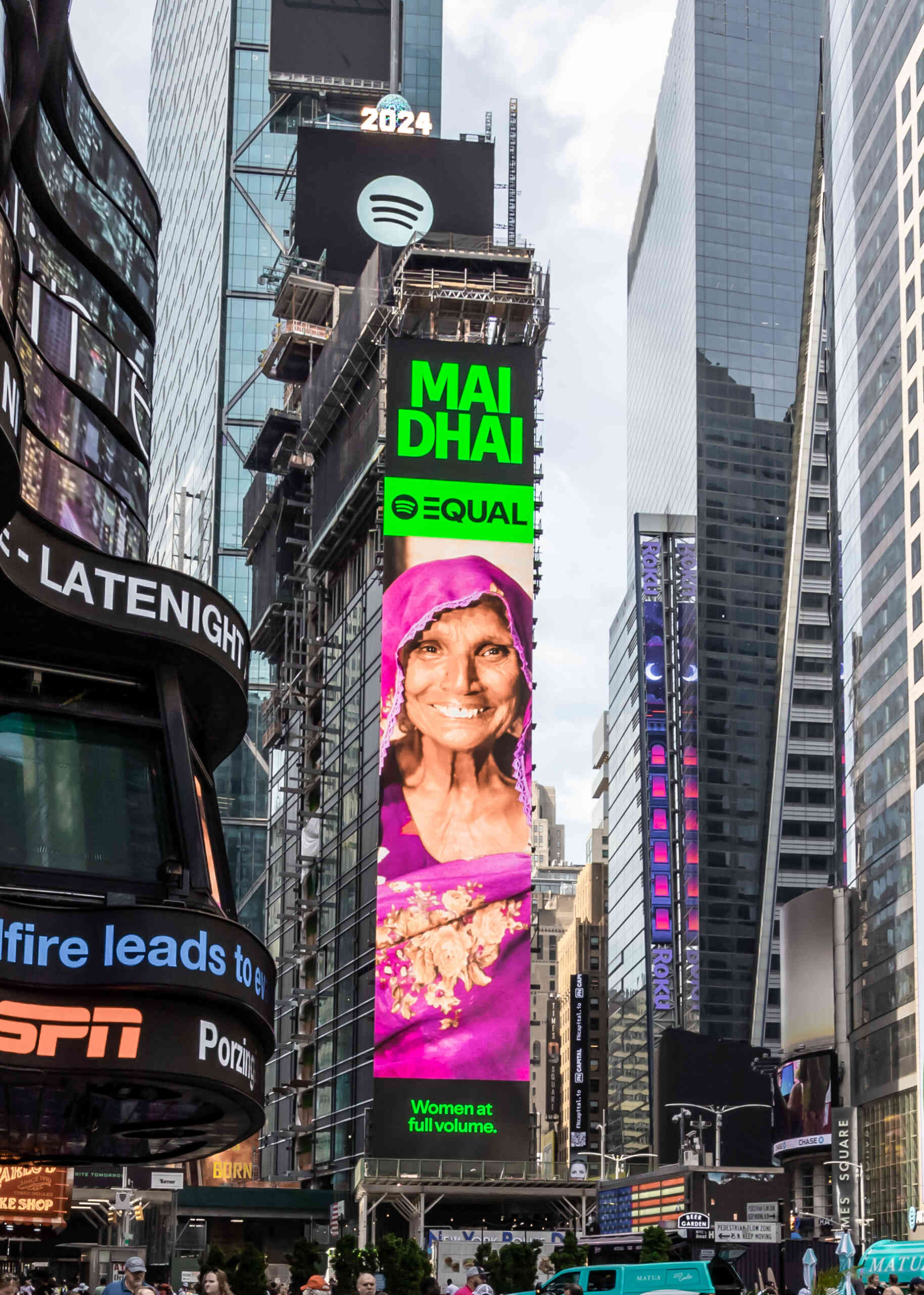 Spotify features Tharparkar artist Mai Dhai on Times Square as the EQUAL PK ambassador for June 2024