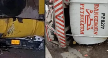Oil Tanker Crushes Car on Baloch Bridge, Traffic Chaos on Shahra-e-Faisal