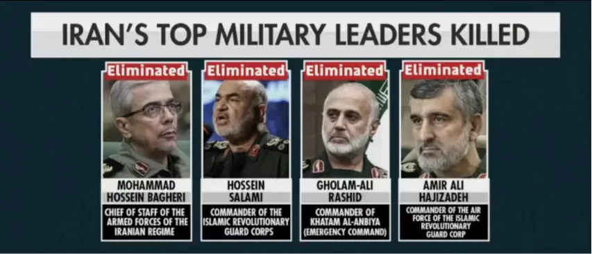 Israeli Strikes Kill Top Iranian Generals, Politician, and Nuclear Scientists in Major Blow to Tehran