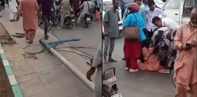 Rusty Electric Pole Kills Motorcyclist, Injures Wife and Daughter in Karachi
