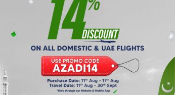 Airblue Announces 14% Discount on Fares in Celebration of Independence Day