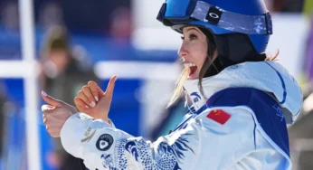 Eileen Gu Wears Stylish Ski Suit to Olympic Slopestyle Final