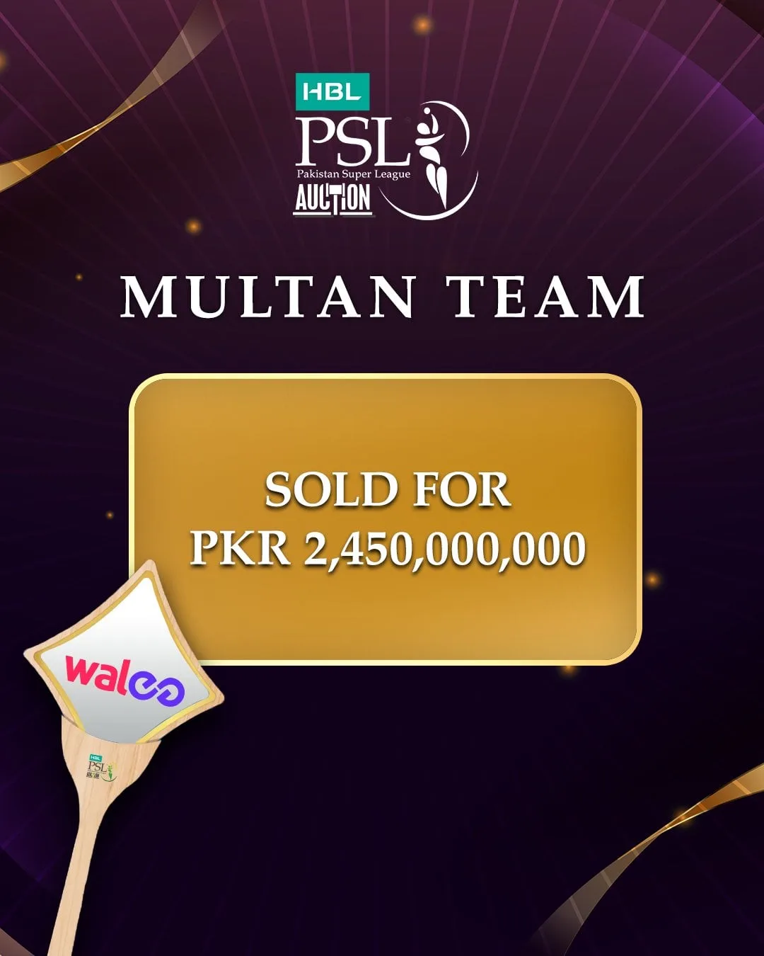 Walee Technologies secures Multan Franchise in record-breaking bid