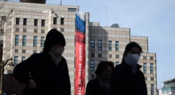 South Korea demands removal of Russian victory banner in Seoul