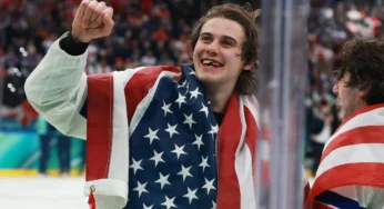Photographer captures Jack Hughes’ toothy grin after Olympic victory
