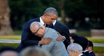 Obama Embraces Hiroshima Survivor Mori at Peace Memorial Park