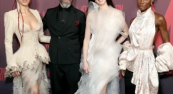 Anne Hathaway Showcases Bold Sheer Couture at Mother Mary Press Tour