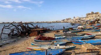 Gazan Fishermen Repair Vessels with Door Frames Amid Struggling Industry