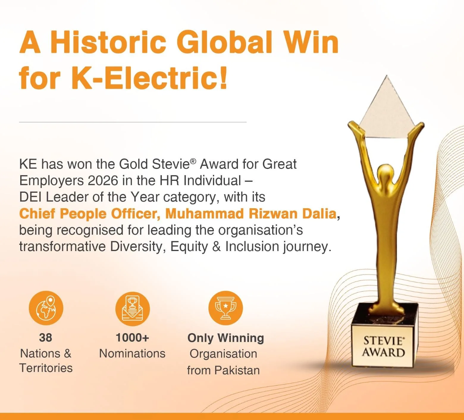 K-Electric Secures Gold Stevie Award, Marks Global HR Milestone